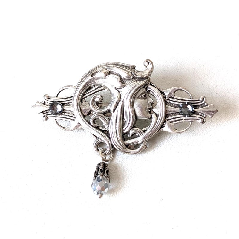 Vintage Intaglio Brooch Ancient Grecian Goddess Hebe Bacchante Figural Pin