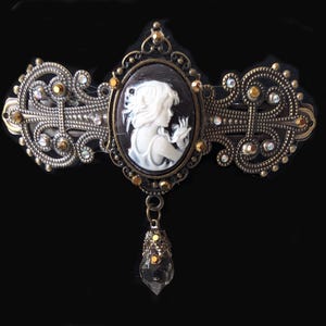 Victorian hair barrette, cameo hair clip, Victorian hairclip, jewelled hairslide, hair jewellery, cameo barrette, filigree hairclip