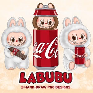 Labubu with Cola Clipart | Labubu Coca Cola PNG | Kawaii Labubu Illustration | T Shirt Sublimation | Commercial Use | Digital Download