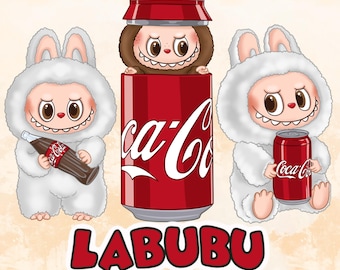 Labubu with Cola Clipart | Labubu Coca Cola PNG | Kawaii Labubu Illustration | T Shirt Sublimation | Commercial Use | Digital Download