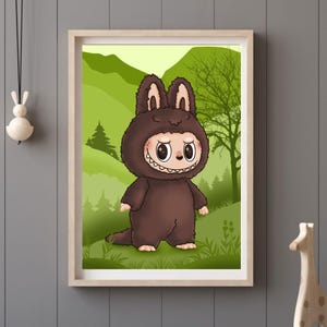 Labubu Zimomo Digital Poster | Kawaii Nursery Wall Art Print | Cute Character Artwork | Printable Art Download | Kids Room Decor Gift