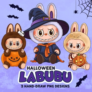 ラブブ ハロウィン クリップアート | かわいいイラスト | かわいいラブブ アート | デジタルダウンロード | 商用利用 | T シャツ昇華 | ハロウィン PNG