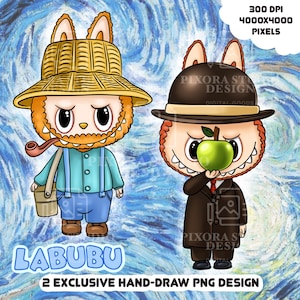 Labubu Famous Artists Clipart | Cute Hand Drawn PNG | Sublimation Design | Commercial Use | Cute Illustrations | Labubu Stickers