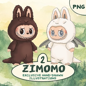Zimomo Labubu Clipart PNG Bundle | Download Digital Fofo | Fundo Transparente | Arte Kawaii para Adesivos, Artesanato, Sublimação | Arte Fofa