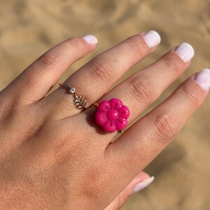 Bague 3 Fleurs En Zircon Rose Et Rose Pâle - Alliage - Neuf Avec étiquettes - Bijou Fantaisie