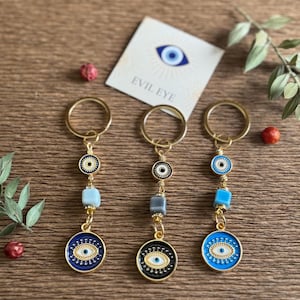 Evil Eye Keychain, CARGO FREE ,Gift for Her, Charm Accessories, New Home Gift, Protection, Glass Evil Eye, Women Keychain, Good Luck Charm,