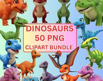 Dinosaurs PNG Clipart Bundle, Baby Shower, Dino Nursery Decor, Birthday Commercial Use