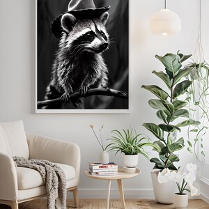 Rustieke wasbeer kunst aan de muur, schattige dieren canvas, decor van het huis, boerderijstijl, cadeau voor dierenliefhebbers, 1,25&quot; uitgerekte print