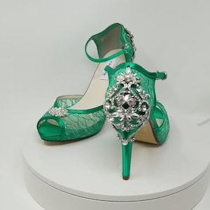 Emerald Green Wedding Shoes Emerald Green Bridal Shoes Crystal Front ...