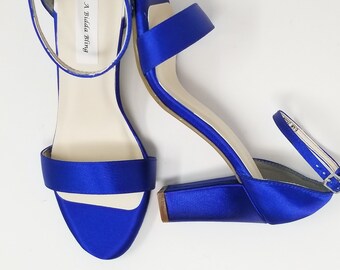 cobalt blue block heel sandals