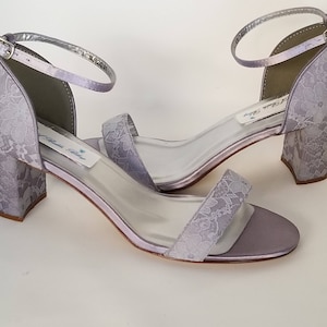 Purple Wedding Shoes Chunky Heels Purple Bridal Shoes Lace Bridal Shoes - PICK FROM 100 COLORS Purple Bridesmaid Shoes