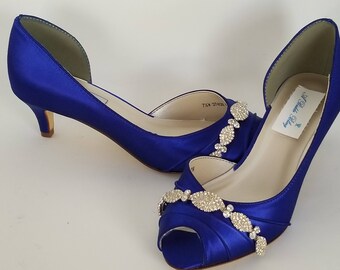 cobalt blue kitten heel shoes