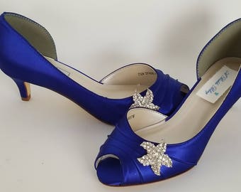 cobalt blue kitten heel shoes