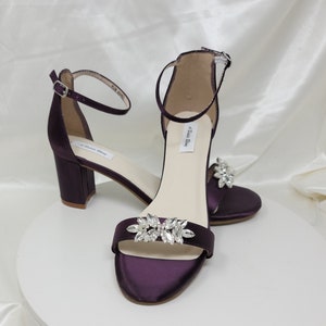 Eggplant Purple Wedding Shoes Sparkling Crystal Design Purple Chunky Heels Purple Block Heel Bridal Shoes OVER 100 COLORS Purple Block Heels