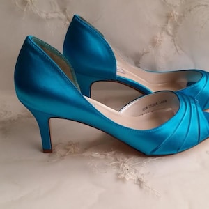 Turquoise wedding shoes low heel 2025