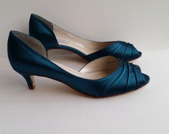 Teal Wedding Shoes Teal Bridal Shoes Teal Bridesmaid Shoes  PICK FROM 100 COLORS Different Heel Heights