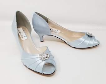 Baby Blue Wedding Shoes Crystal And Pearl Cascade Design Baby Etsy