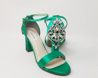 emerald green slingback shoes