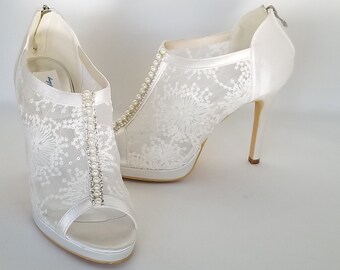 lace bridal heels