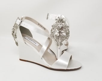 off white wedge wedding shoes
