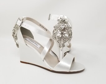 off white wedge wedding shoes