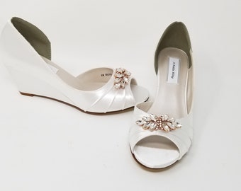 Ivory Wedding Shoes Wedge Bridal Shoes Wedge Wedding Shoes Etsy