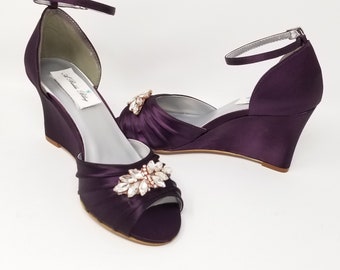 purple wedge wedding shoes