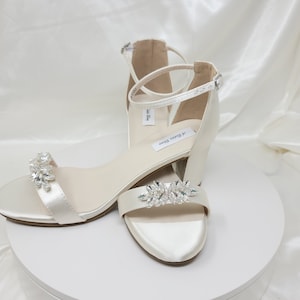 Ivory Block Heels Ivory Bridal Shoes Sparkling Crystal Design Ivory Chunky Heels Bridal Block Heel Wedding Shoes 100 COLORS Ivory Heels