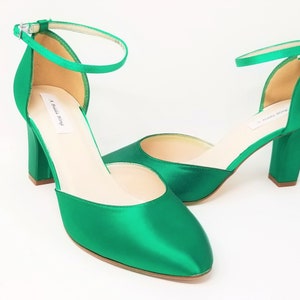 Emerald Green Block Wedding Shoes Over 100 COLORS Green Bridal Sandals Emerald Green Bridal Shoes Green Wedding Shoes