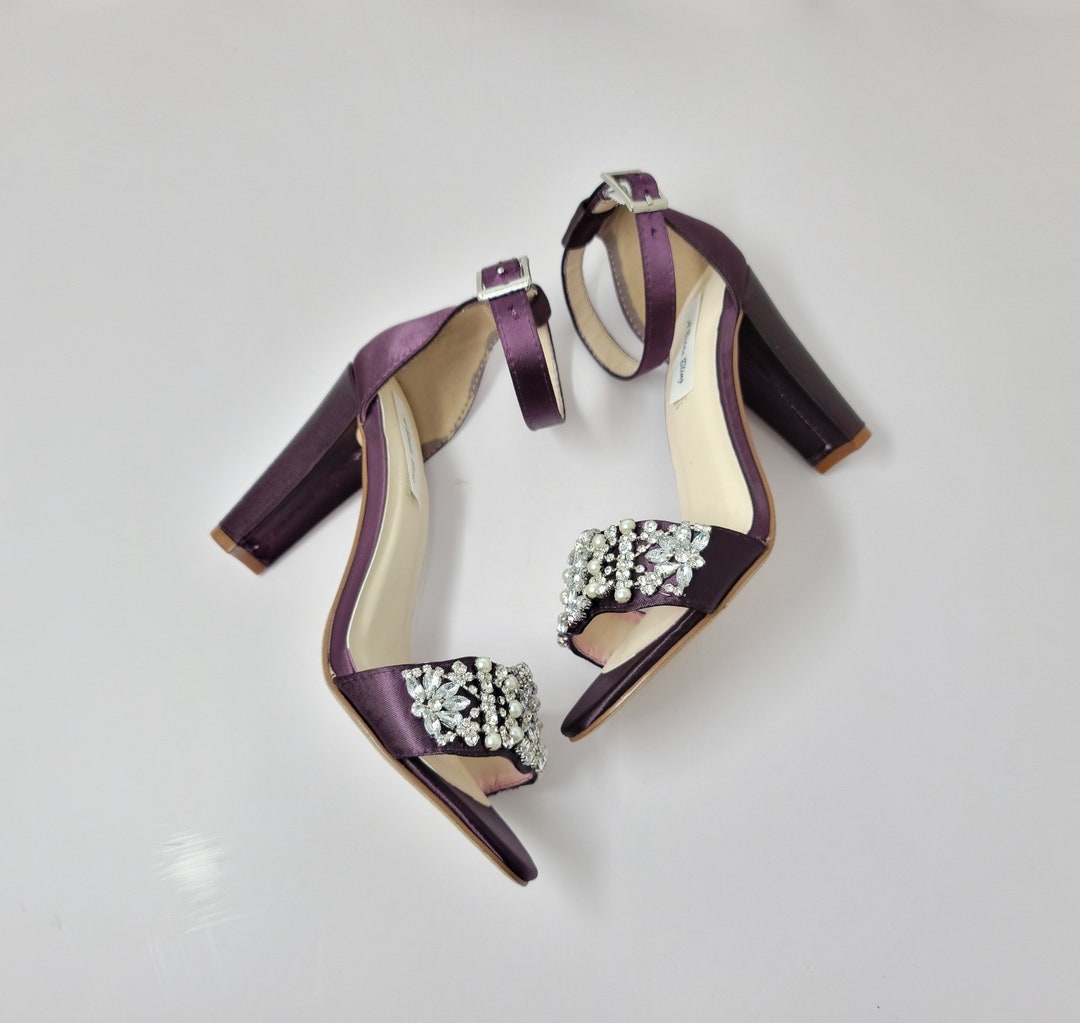 Purple Block Heels Purple Chunky Heels 100 COLORS Purple Bridal Sandals ...