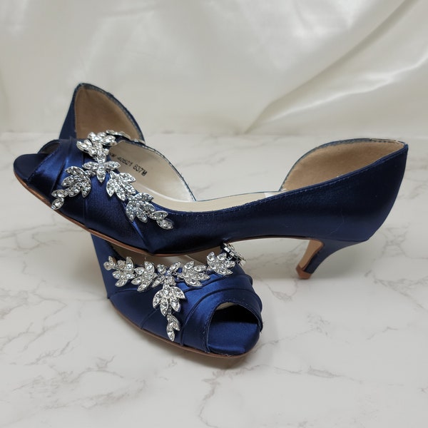 Scarpe da sposa blu navy con design a vite di cristallo Scarpe da sposa blu OLTRE 100 COLORI Scarpe da sposa blu reale Scarpe da sposa blu cobalto