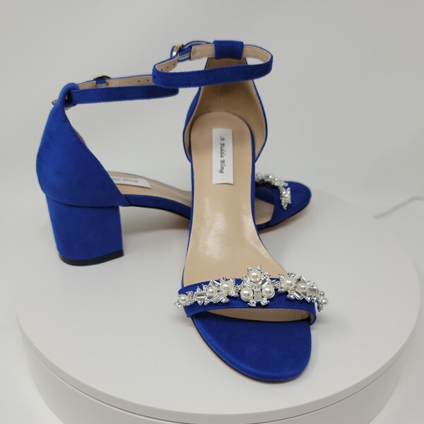 royal blue heels with rhinestones