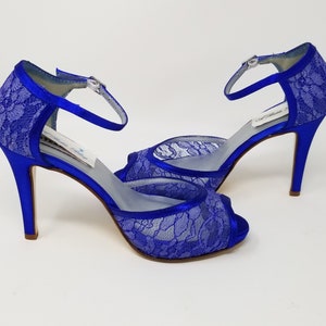 Blue Lace Wedding Shoes Blue Lace Bridal Shoes Lace Wedding Heels Lace Bridal Shoes Blue Bridal Heels  100 Colors Royal Blue Shoes