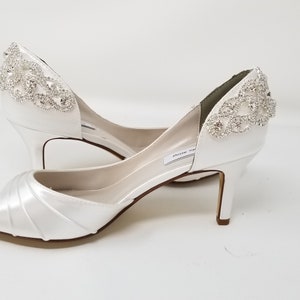 White Wedding Shoes with Crystal Design Ivory Bridal Shoes Ivory Heels OVER 100 COLORS White Bridal Heels Ivory Wedding Heels