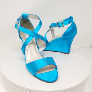 Turquoise Bridal Sandals Turquoise Wedge Turquoise Bridal Shoes Turquoise Wedding Shoes Turquoise Wedge Bridal Sandals 100 COLOR CHOICES