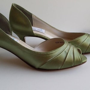 sage green satin shoes