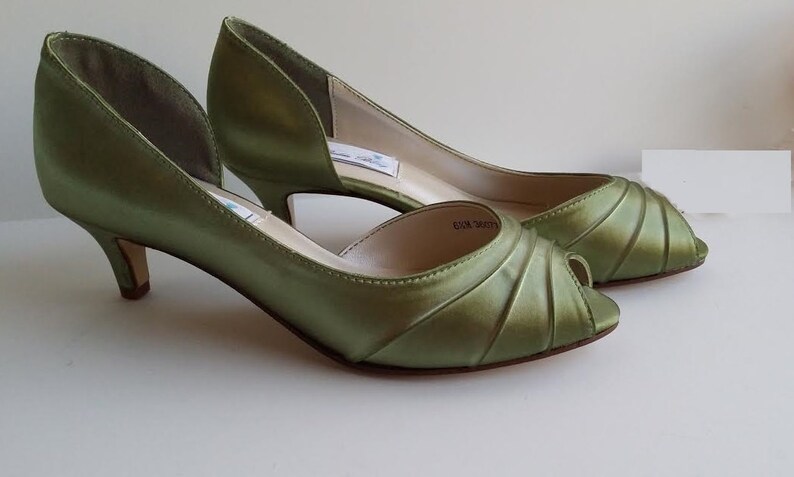 sage green satin shoes