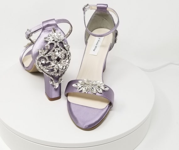 Melodioso flaco Indulgente Zapatos de boda morados Tacones gruesos Zapatos de novia - Etsy España