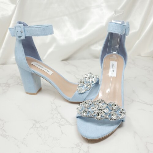 chunky light blue heels