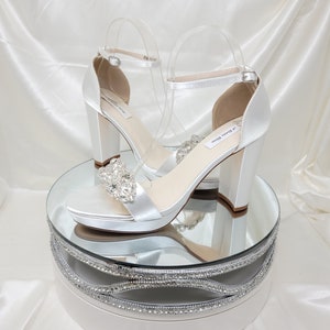 White Wedding Shoes with Silver Design White Platform Bridal Heels White Platform Wedding Shoes White Platform Bridal Shoes 100 COLORS