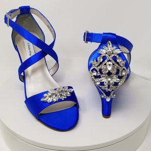 Blue Bridal Sandals Blue Wedge with Sparkling Crystal Back Blue Bridal Shoes Blue Wedding Shoes Blue Bridal Sandals 100 COLORS Blue Wedges