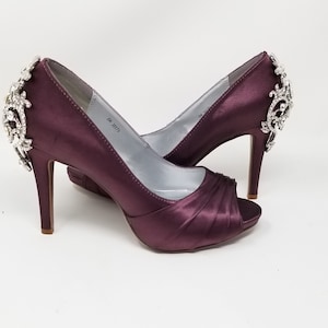 Purple Wedding Shoes Crystal Back Design Purple Bridal Shoes Plum ...