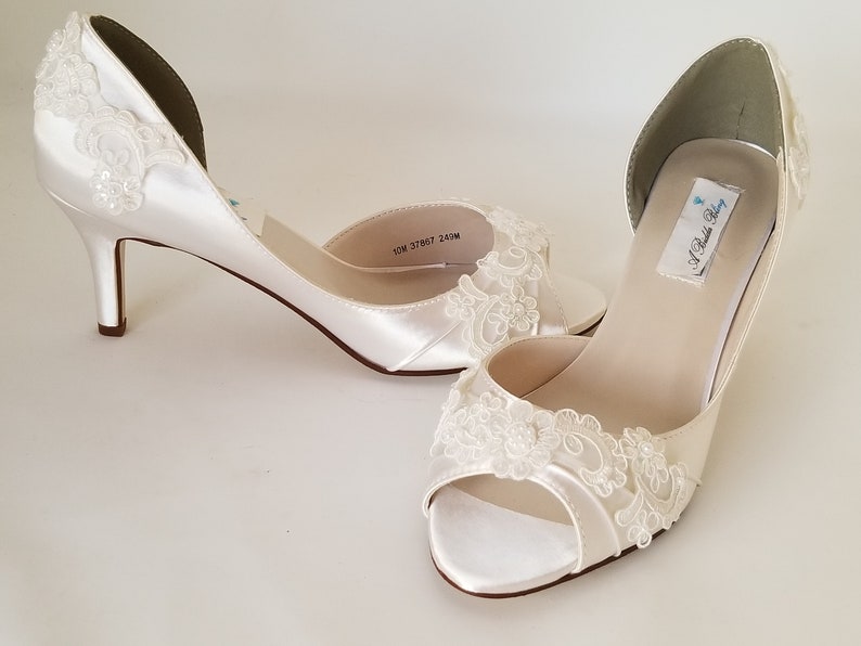 Ivory Wedding Shoes Ivory Bridal Shoes White Bridal Shoes Lace Etsy