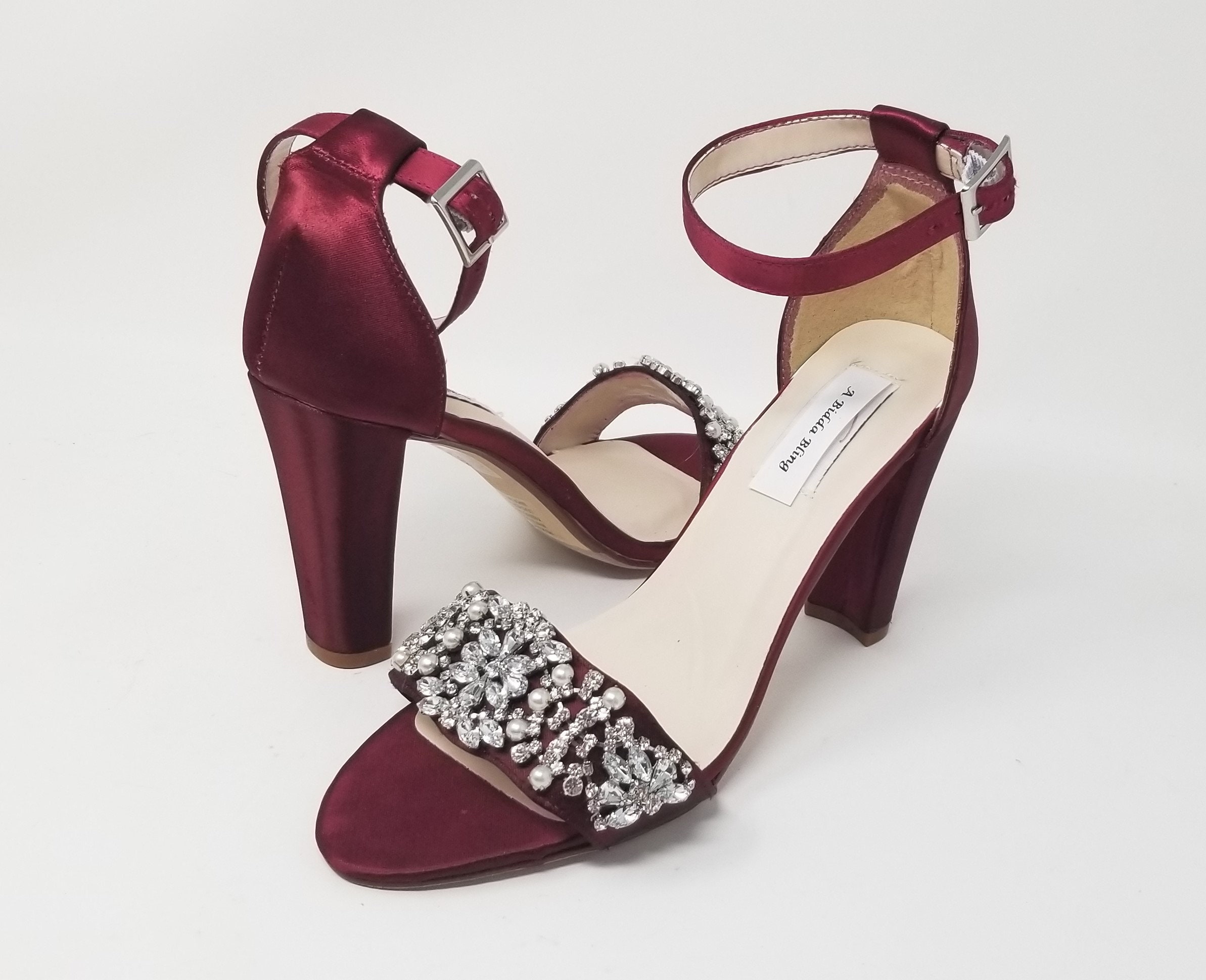 Buy Shoetopia Gold-toned Printed Design Wine Block Heels For Women And  Girls Online