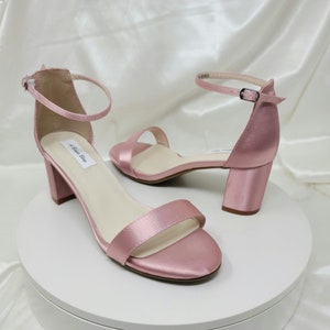 Sapatos de casamento rosa empoeirados, saltos grossos rosa empoeirados, sapatos de casamento com salto bloco rosa empoeirados, mais de 100 cores, sapatos de casamento rosa, sapato de madrinha rosa