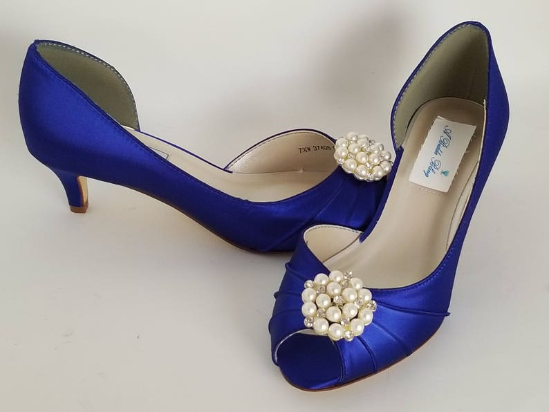 cobalt blue kitten heel shoes