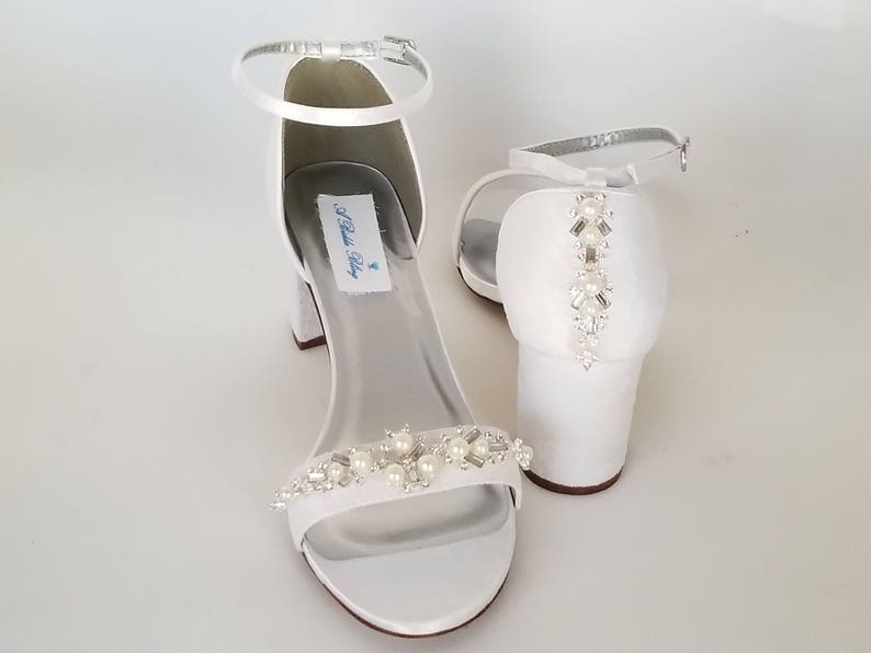 Ivory Wedding Shoes White Wedding Shoes Chunky Heels Ivory Etsy