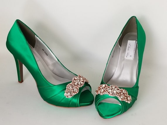 Emerald Green Wedding Shoes Rose Gold 