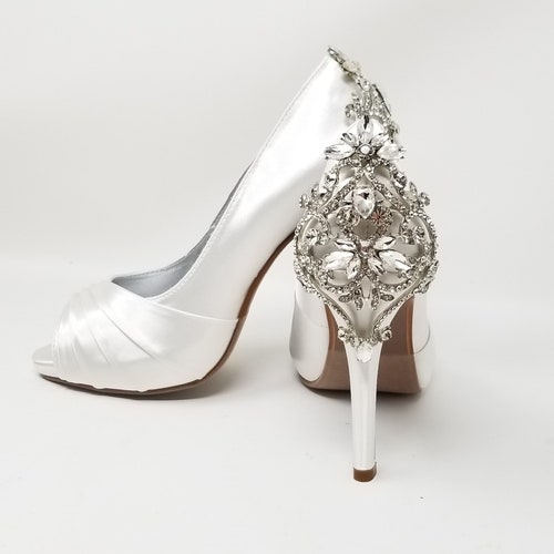 White Wedding Shoes Crystal Back White 