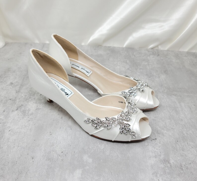 White Wedding Shoes With Crystal Vine Design Ivory Bridal Shoes White ...